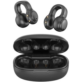 Open Ear Headphones Clip On Earbuds Bluetooth 5.4 Wireless Earphones with Charging Case IPX7 Waterproof Sports Bone Conduction Earbuds for Workout Driving Walking Sports