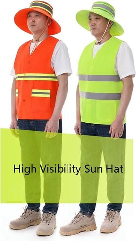 High Visibility Reflective Sun Hat Summer Wide Brim Work Safety Bucket Hat Outdoor UV Protection Worker Boonie Hats in Saudi Arabia