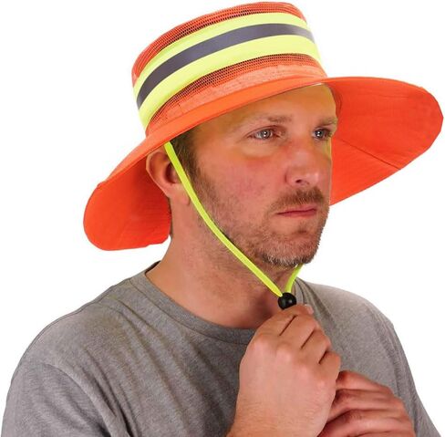 High Visibility Reflective Sun Hat Summer Wide Brim Work Safety Bucket Hat Outdoor UV Protection Worker Boonie Hats in Saudi Arabia