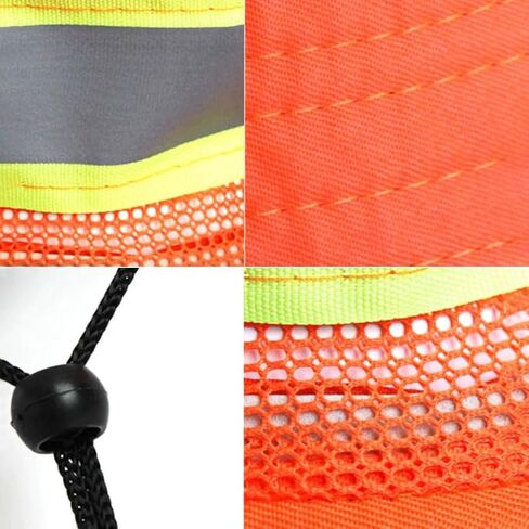 High Visibility Reflective Sun Hat Summer Wide Brim Work Safety Bucket Hat Outdoor UV Protection Worker Boonie Hats in Saudi Arabia