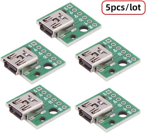 مجموعة Cablecc 5 قطع من DIY OEM USB2.0-Micro Male رأسية مع لوحة PCB 2Pin التلامس (طول رأس الذكور 7 مم) نوع لحام التجميع in Kuwait