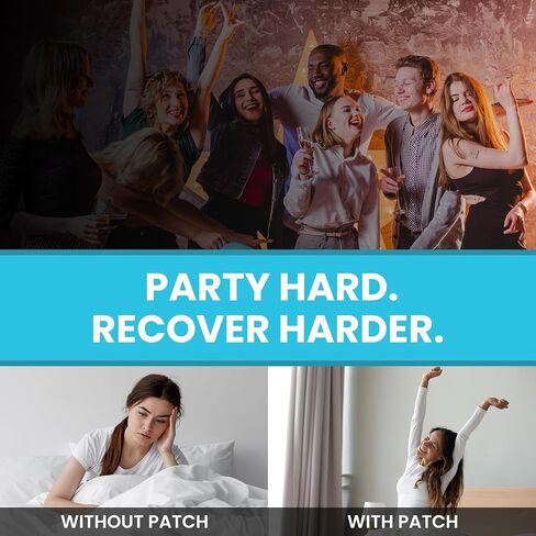 42 قطعة من رقعات الحفلات من PATCH4U - استيقظ منتعشًا ومفعمًا بالحيوية مع رقعة التعافي من المكونات الطبيعية بنسبة 100% - صديقة للبشرة ومقاومة للماء - ضعيها قبل الشرب - تركيبة صباحية محسنة in Saudi Arabia