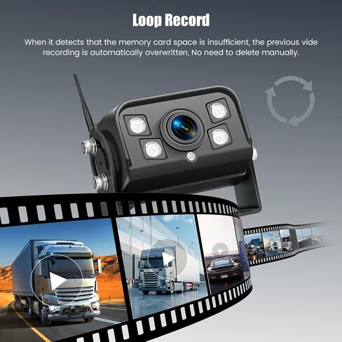 9 Inch Monitor Wireless Backup Camera System with Loop Recording, 12-24V for Truck, Trailer, RV, Bus Reversing Camera IP68 Waterproof Night Vision, Waterproof Back Up Camera Kit in Saudi Arabia