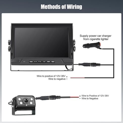 9 Inch Monitor Wireless Backup Camera System with Loop Recording, 12-24V for Truck, Trailer, RV, Bus Reversing Camera IP68 Waterproof Night Vision, Waterproof Back Up Camera Kit in Saudi Arabia