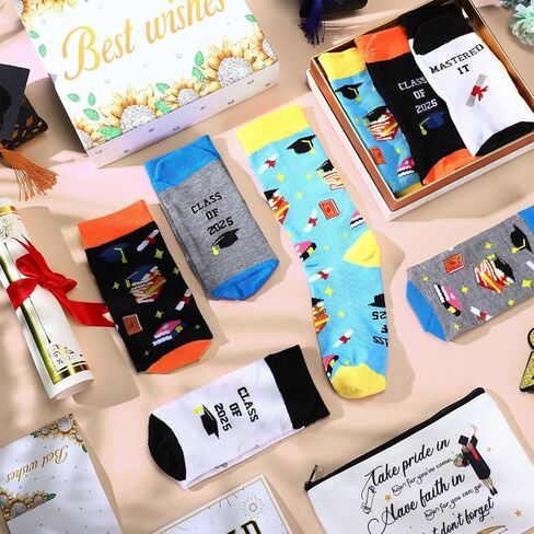 24 Pairs Graduation Socks Graduation Gifts Her Him Class of 2023 Funny Novelty Socks for Girls Friends Mom Dad Grad Boys Present School College in Saudi Arabia