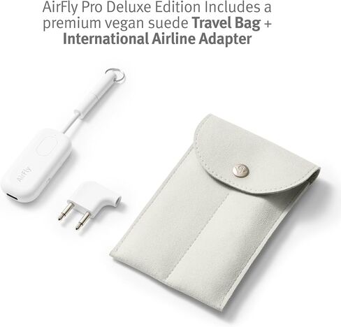 AirFly Pro 2 – Bluetooth Adapter for Airplane, Pair 2 AirPods or Wireless Headphones – 3.5mm AUX Bluetooth Transmitter and Receiver for Cars, Boats, Treadmills, TVs– Airplane Travel Essentials, Black in Kuwait