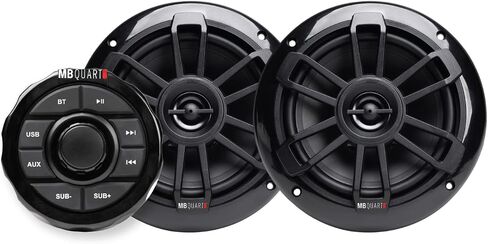 مكبرات صوت محورية MB Quart مع وحدة مصدر Bluetooth (أسود) - 6.5 بوصة ، 160 واط لكل منهما ، مقاوم للماء من الدرجة البحرية ، للبحرية ، والسيارة ، و RV ، ومجموعة من 2 مكبرات صوت in Saudi Arabia