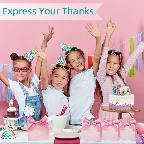 80 Pack Small Thank You Boxes Mini Party Favor Gift Bags with Bow Ribbon Treat Paper Bags for Wedding Baby Shower Party Bridesmaid Celebration (Blue Ribbon, Stylish Style) in Saudi Arabia