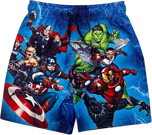 مجموعة Marvel Avengers Iron Man Thor Captain America Little Boys 3 قطع بعامل حماية من الأشعة فوق البنفسجية 50+ سروال سباحة 5-6 in Saudi Arabia