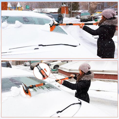 3in1 Snow Brush and Ice Scraper for Car Windshield,42'' Extendable Heavy Duty Snow Broom Vehicle Snow Removal Tool for Car SUV Trucks in Saudi Arabia