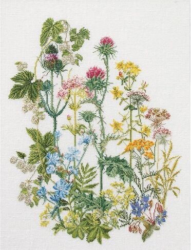 Thea Gouverneur - Counted Cross Stitch Kit - Herbs - Aida - 18 Count - Embroidery Kits for Adults - Crafts - DMC Embroidery Threads and Other Cross Stitch Supplies Included - 424A in Kuwait