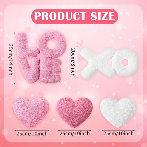 Beeveer 5 Pcs Valentine White Pink Red Heart Shape Pillow Cute Love Words Shaped Heart Shaped Pillow Soft Heart Throw Pillow Plush Heart Cushion for Girls Friends Children Gift Living/Dining Room in Kuwait