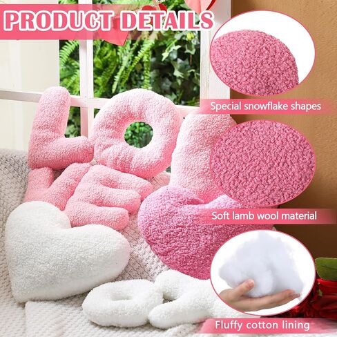 Beeveer 5 Pcs Valentine White Pink Red Heart Shape Pillow Cute Love Words Shaped Heart Shaped Pillow Soft Heart Throw Pillow Plush Heart Cushion for Girls Friends Children Gift Living/Dining Room in Kuwait