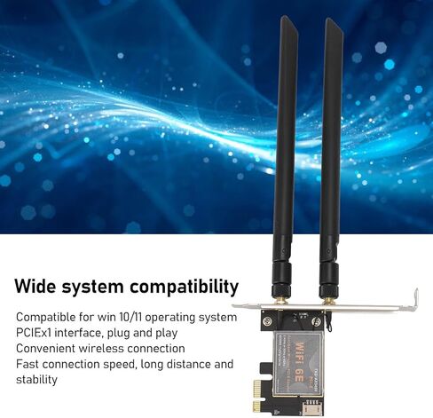 بطاقة Zunate 6e PCIe ، حتى 2400 ميجابت في الثانية ، بلوتوث 5.2 ، محول سلك أقل مع هوائي 8 ديسيبل ، محول شبكة أقل من الأسلاك للفوز 11 10 (لا قاعدة هوائي) in Kuwait