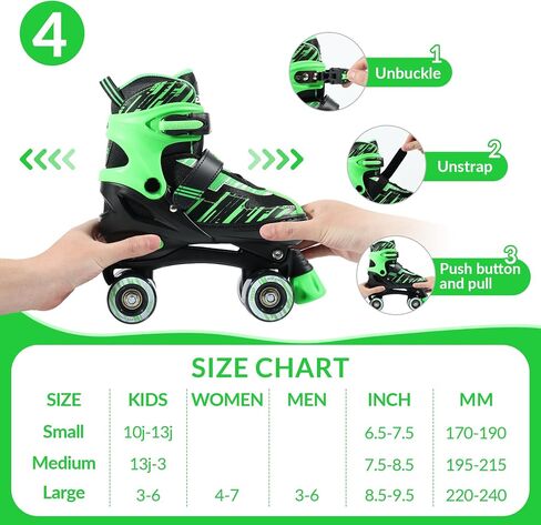 Roller Skates for Girls Boys Ages 4-12, Toddler Kids 4 Size Adjustable Light up Wheels Beginner Skates in Saudi Arabia