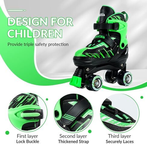 Roller Skates for Girls Boys Ages 4-12, Toddler Kids 4 Size Adjustable Light up Wheels Beginner Skates in Saudi Arabia