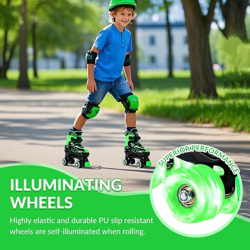 Roller Skates for Girls Boys Ages 4-12, Toddler Kids 4 Size Adjustable Light up Wheels Beginner Skates in Saudi Arabia