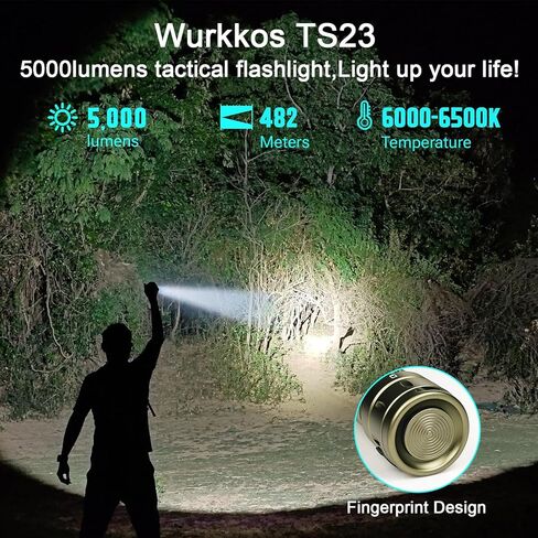 LED Tactical Flashlight Rechargeable - TD03 EDC Flashlight 1800 High Lumens - Tail Rotary Switch One Click Strobe Flashlight Longest Range 1158 feet for Outdoor Indoor Activities in Kuwait
