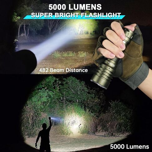 LED Tactical Flashlight Rechargeable - TD03 EDC Flashlight 1800 High Lumens - Tail Rotary Switch One Click Strobe Flashlight Longest Range 1158 feet for Outdoor Indoor Activities in Kuwait