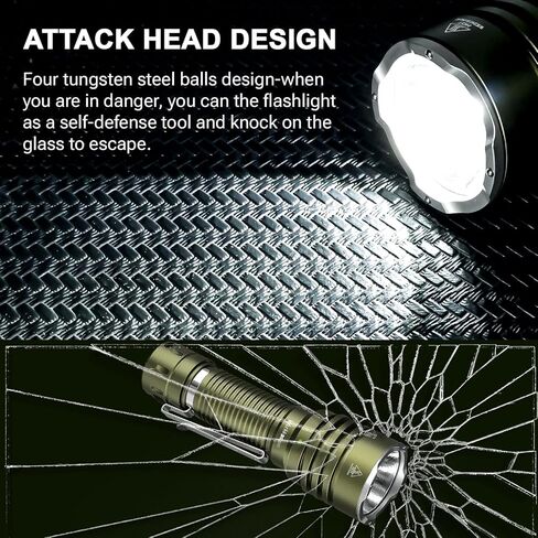 LED Tactical Flashlight Rechargeable - TD03 EDC Flashlight 1800 High Lumens - Tail Rotary Switch One Click Strobe Flashlight Longest Range 1158 feet for Outdoor Indoor Activities in Kuwait