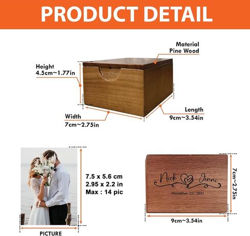 Personalized Pull Out Photo Wooden Box, Memory Keepsake Box, Custom Wooden Picture Box, Mini Photo Album Collection Gift, Memory Collection Gift, Valentine Day Gifts For Him & Her - DS 1 in Saudi Arabia