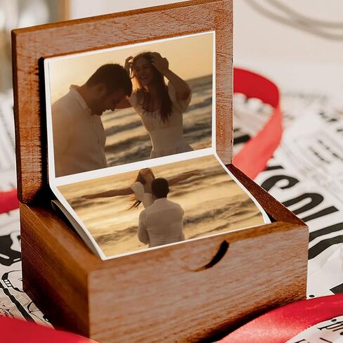 Personalized Pull Out Photo Wooden Box, Memory Keepsake Box, Custom Wooden Picture Box, Mini Photo Album Collection Gift, Memory Collection Gift, Valentine Day Gifts For Him & Her - DS 1 in Saudi Arabia