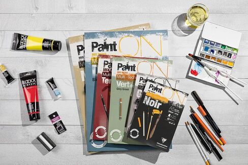 Clairefontaine - المرجع 96538C - لوحة ورق لاصقة متعددة التقنيات من Paint'ON (40 ورقة) - مقاس A5، ورق ثقيل الوزن 250 جرامًا للمتر المربع، ورق ملون طبيعي، خالي من الأحماض، درجة حموضة محايدة in Saudi Arabia