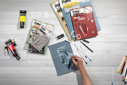 Clairefontaine - المرجع 96538C - لوحة ورق لاصقة متعددة التقنيات من Paint'ON (40 ورقة) - مقاس A5، ورق ثقيل الوزن 250 جرامًا للمتر المربع، ورق ملون طبيعي، خالي من الأحماض، درجة حموضة محايدة in Saudi Arabia