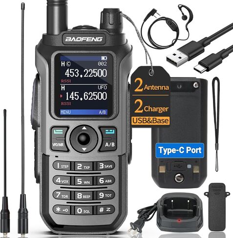Baofeng UV-5R ترقية Ham Radio UV-21R ثنائي النطاق Ham Radio محمول طويل المدى راديو اتجاهين للبالغين أجهزة اتصال لاسلكية قابلة لإعادة الشحن مع VOX 999 قنوات 771 هوائي عالي الكسب مجموعة كاملة in Saudi Arabia