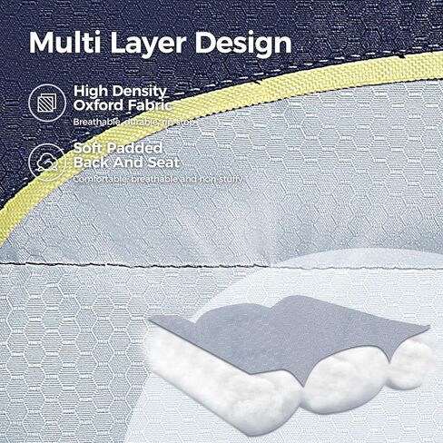 ALPHA CAMP Oversized Camping Folding Chair Heavy Duty with Cooler Bag Support 450 LBS Steel Frame Collapsible Padded Arm Quad Lumbar Back Chair Portable for Lawn Outdoor,Blue in Kuwait