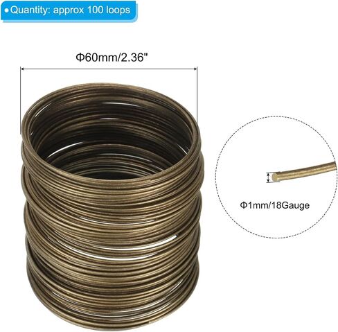 PATIKIL 100 Loops Memory Wire, 2pcs 1mm 18 Gauge Jewelry Wire Craft Wire Memory Steel Wire for Jewelry Making Bracelets Beading DIY Crafts, Silvery in Kuwait