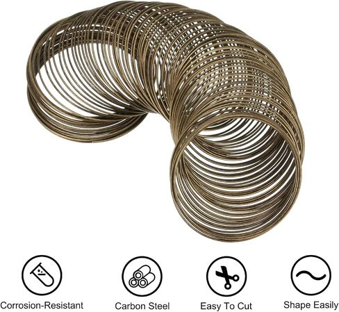 PATIKIL 100 Loops Memory Wire, 2pcs 1mm 18 Gauge Jewelry Wire Craft Wire Memory Steel Wire for Jewelry Making Bracelets Beading DIY Crafts, Silvery in Kuwait