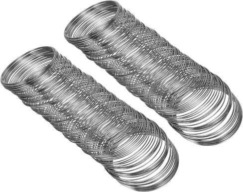 PATIKIL 100 Loops Memory Wire, 2pcs 1mm 18 Gauge Jewelry Wire Craft Wire Memory Steel Wire for Jewelry Making Bracelets Beading DIY Crafts, Silvery in Kuwait