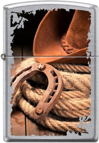 Zippo Lighter- Cowboy Horse Rider Street Chrome Windproof Lighter #Z5251 in Saudi Arabia