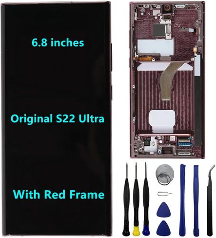 6.8 "الأصلي AMOLED 120 هرتز لـ Samsung Galaxy S22 Ultra Screen ReplaceMen OEM S22ULTRA 5G S908U S908U1 S908B S908E عرض مجموعة أرقام شاشة اللمس (مع إطار أسود+أدوات) in Kuwait