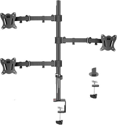(80cm) DL-T902-380II Full Motion Three Monitor Desktop Stand Holder 10"-27" Clamp Grommet Hole Base PC Mount Foldable Arm 12kg(DL-T902-380II) in Saudi Arabia