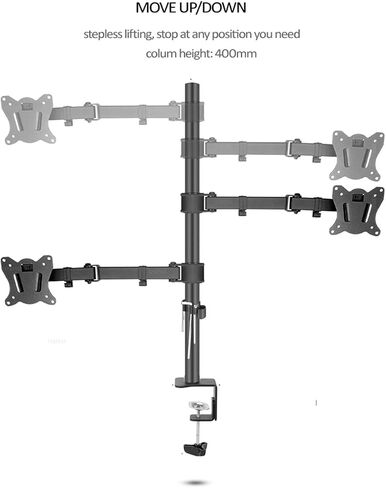 (80cm) DL-T902-380II Full Motion Three Monitor Desktop Stand Holder 10"-27" Clamp Grommet Hole Base PC Mount Foldable Arm 12kg(DL-T902-380II) in Saudi Arabia