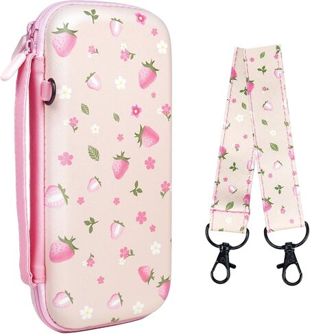 FIWWAT Switch 2 Case Carrying Case- for Nintendo Switch 2 2025 Accessories, Hard Shell Protective Cover Travel Bag with 10 Game Card Slots, for Girls Cute Strawberry Pink (Attachable Shoulder Strap) in Saudi Arabia