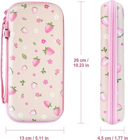 FIWWAT Switch 2 Case Carrying Case- for Nintendo Switch 2 2025 Accessories, Hard Shell Protective Cover Travel Bag with 10 Game Card Slots, for Girls Cute Strawberry Pink (Attachable Shoulder Strap) in Saudi Arabia