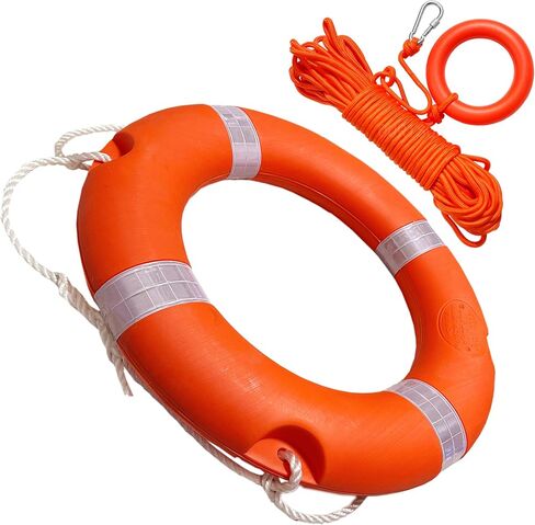 28-inch Boat Safety Throw Ring, Life Rings for Boats with Water Floating Lifesaving Rope 98.4FT, Boat Life Preserver Ring Buoy with Reflective Strip in Saudi Arabia