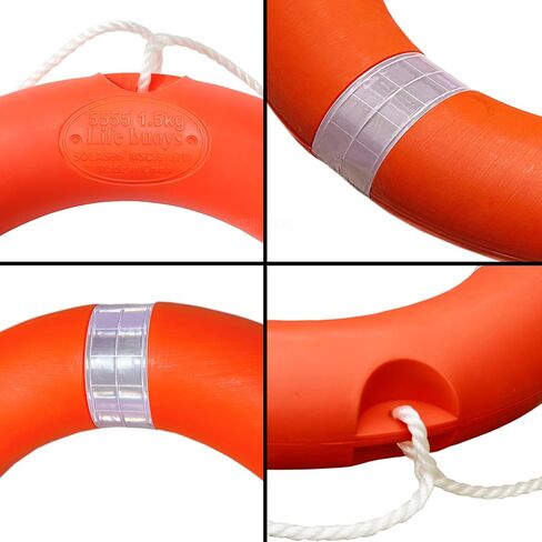 28-inch Boat Safety Throw Ring, Life Rings for Boats with Water Floating Lifesaving Rope 98.4FT, Boat Life Preserver Ring Buoy with Reflective Strip in Saudi Arabia