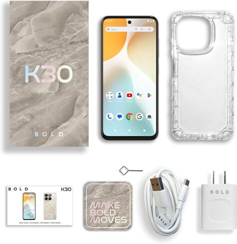 Bold K30 | 2025 | All-Day Battery | Unlocked | 6.7" HD+ Infinity Dot Display | 256/6GB | Triple 108MP Camera | US Version | US Warranty | (Grey) in Saudi Arabia