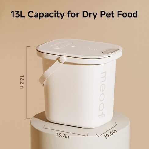 MEOOF Automatic Vacuum Pet Food Storage Airtight Dry Pet Food Bucket 13L/15 lb Dog Food Storage Container for Dogs Cats Small Animals Rechargeable Sealed Storage Bin with Scoop in Saudi Arabia