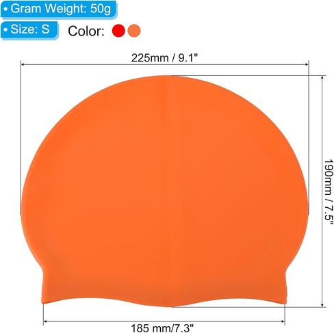 PATIKIL Silicone Swim Cap, 2 Pcs Waterproof Swimming Hat Non-Slip Adult Swimming Cap for Women and Men Swim Training Racing, Orange & Red in Saudi Arabia