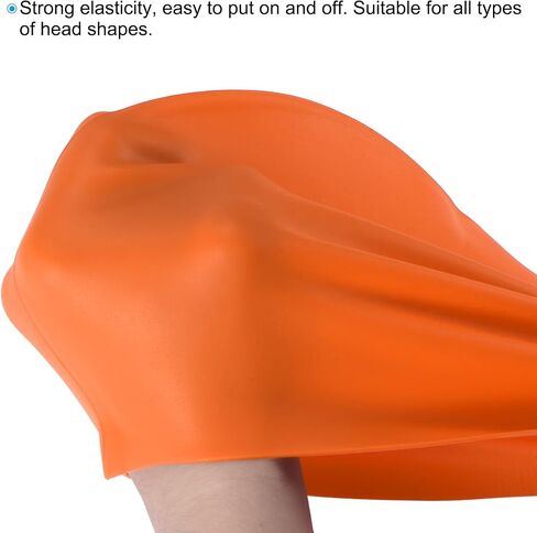 PATIKIL Silicone Swim Cap, 2 Pcs Waterproof Swimming Hat Non-Slip Adult Swimming Cap for Women and Men Swim Training Racing, Orange & Red in Saudi Arabia