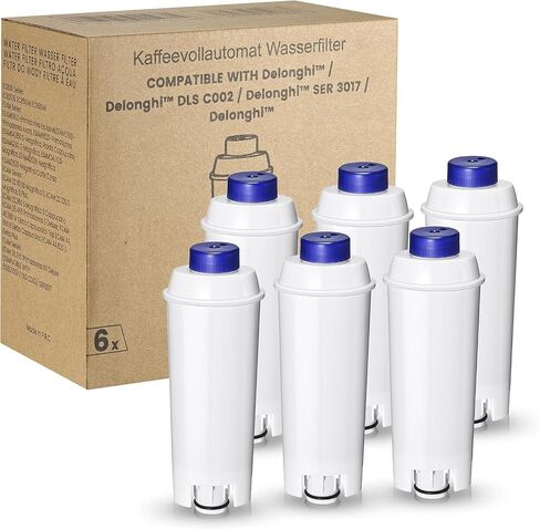 Coffee Machine Fitler, Delonghi Filter Replacement for DeLonghi DLSC002, Delonghi Magnifica Evo, Dinamica Plus, ESAM, ETAM, BCO, EC. Activated Carbon Water Filter Cartridges Softener (6 Pcs) in Saudi Arabia