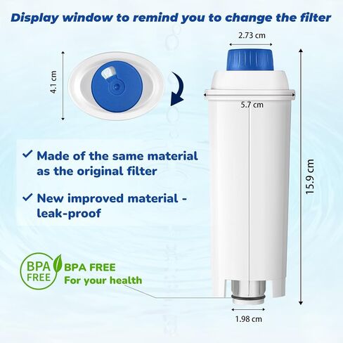 Coffee Machine Fitler, Delonghi Filter Replacement for DeLonghi DLSC002, Delonghi Magnifica Evo, Dinamica Plus, ESAM, ETAM, BCO, EC. Activated Carbon Water Filter Cartridges Softener (6 Pcs) in Saudi Arabia