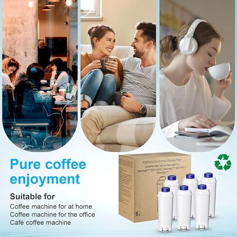 Coffee Machine Fitler, Delonghi Filter Replacement for DeLonghi DLSC002, Delonghi Magnifica Evo, Dinamica Plus, ESAM, ETAM, BCO, EC. Activated Carbon Water Filter Cartridges Softener (6 Pcs) in Saudi Arabia