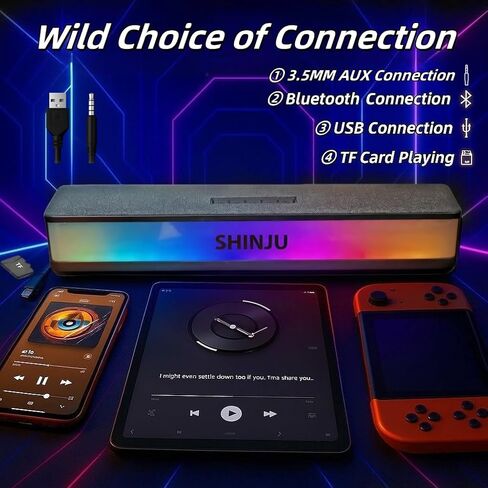 مكبرات صوت الكمبيوتر RGB لملحقات ألعاب الكمبيوتر المكتبي ، 5.3 شريط صوت بلوتوث لمتكلمات شاشة مكبرات الصوت AUX في مكبرات صوت بطاقة 3.5 مم / TF CART in Saudi Arabia