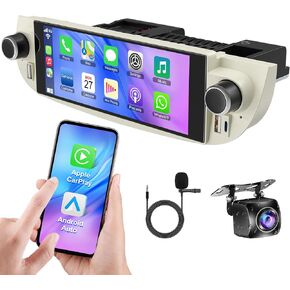 5GWiFi Upgrade Car Stereo Radio for Fiat 500 2007-2015, 4+64GB 6.8 inch Touchscreen with Wireless Carplay & Android Auto Voice Control Bluetooth GPS WiFi, EQ, Backup Camera, Mic